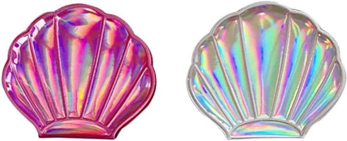 Set van 2 Vintage Schelp Make-up Spiegels - Compacte, Opvouwbare Handspiegel