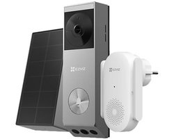 EZVIZ EP3x Pro + CH1 Dubbellens Batterij Deurbel Kit – Inclusief Bel & Zonnepaneel – 32GB eMMC Opslag – Kleurnachtzicht – Pakketdetectie – Draadloos & IP65
