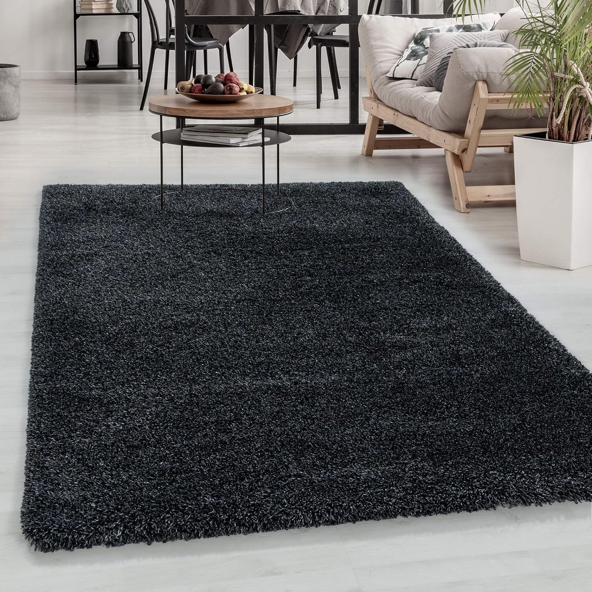 Extra Zacht Hoogpolig Vloerkleed Rechthoekig Antraciet 140x200 cm - Hypoallergeen en Gesch