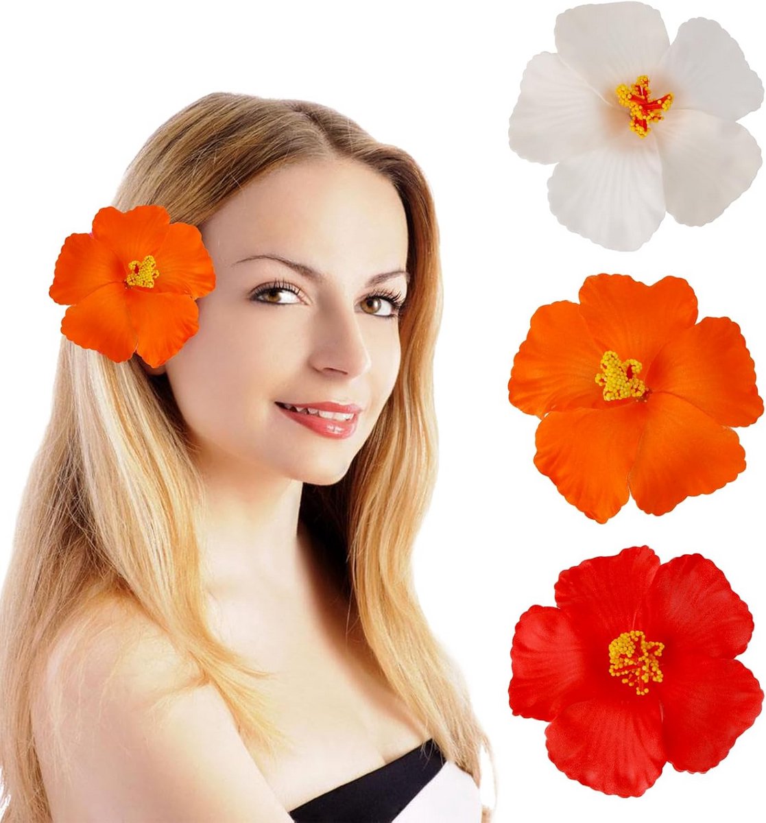 Set van 3 Bloemen Haarspelden Hawaï Stijl Accessoire voor Vrouwen en Meisjes