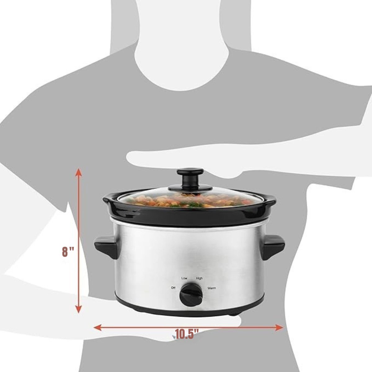 Florixa® Slowcooker met timer - Slowcooker - Crockpot - Zilver - 25cm x 25cm x 20cm – foto 3