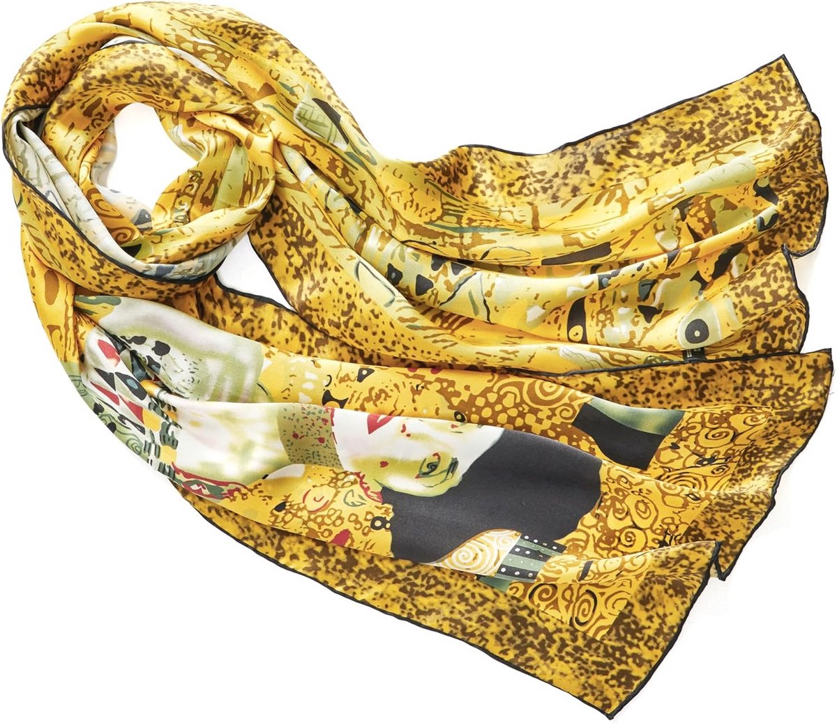 Lange Zijden Sjaal met Kunstprint - Art Nouveau Stijl - 160 cm