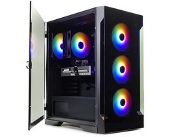 AMD Ryzen 5 5500 Game PC / Streaming Computer met Magneetdeur - RTX 5060 ti 8GB - 16GB RAM - 500GB M.2 NVMe SSD - Win11 - WiFi 6 + Bluetooth 5.4 - Gamdias Talos ELITE E2