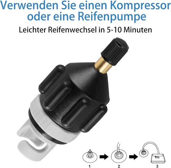Universele Opblaaspomp Adapter voor Sup Board, Kajak en Rubberboot - Luchtkamer Ventiel Set van Merkloos — afbeelding 5