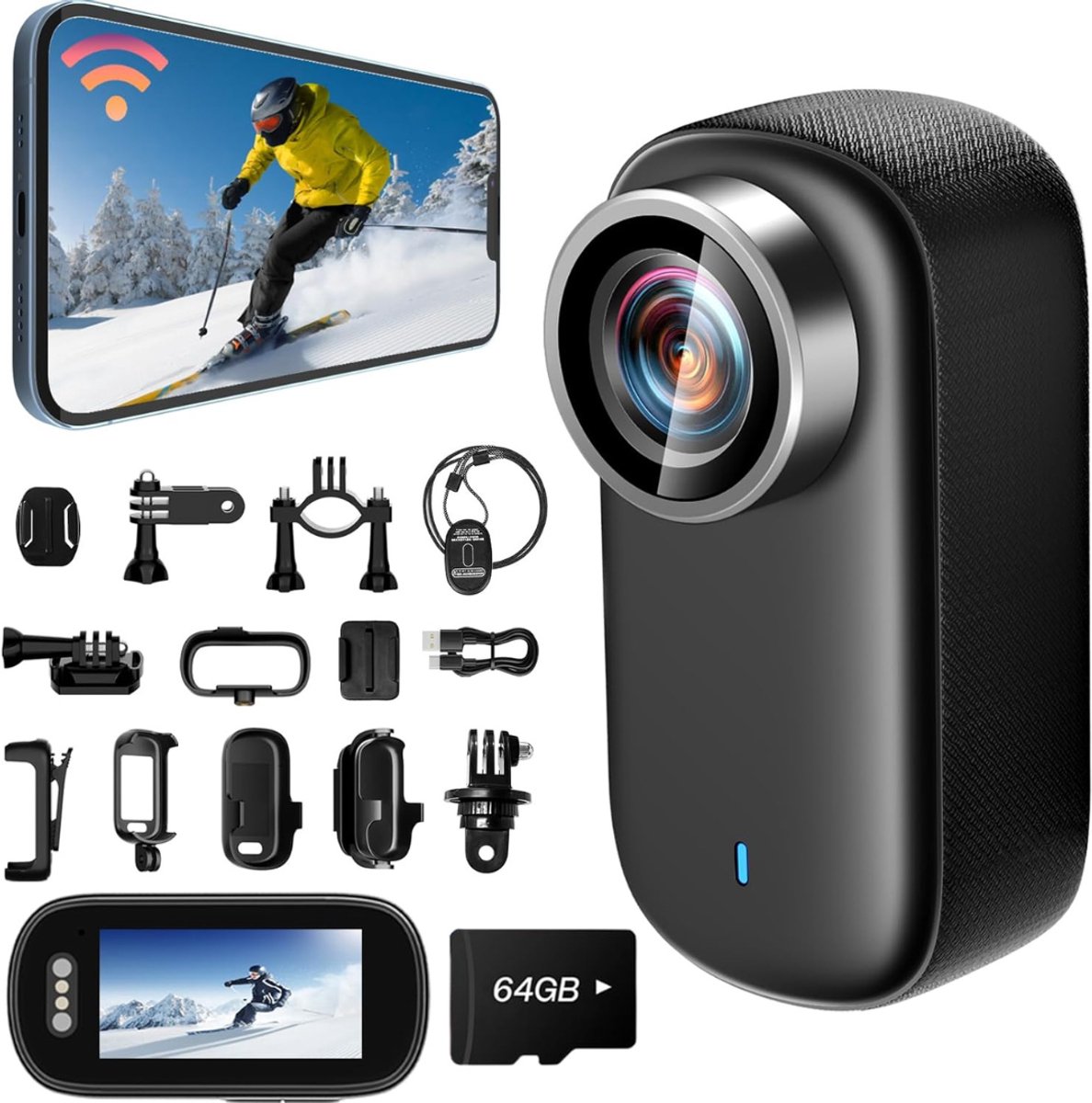 MKSS® Bodycam - Action Cam - Spycam - Bewegingsdetectie - 180º Draaibare Lens - Bodycam Politie - Full HD - Zwart