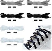 3 Pairs Elastic No Tie Shoelaces, Universal Shoelaces for Kids and Adults, Strapless Flat Shoelaces for Running Shoes with Metal Lock, Multicolor, One Size, Multicolour