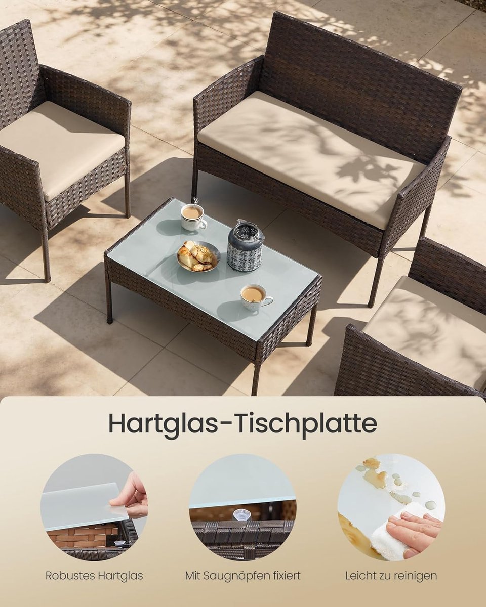 Grand Horizon Dining Lounge Set 9-Delig – Luxe Tuintafel met Acaciahouten Blad en 8 Stapelbare Rattan Stoelen – Inclusief Premium Zitkussens – Weersbestendig PE-Rotan – 190 x 91 x 74 cm