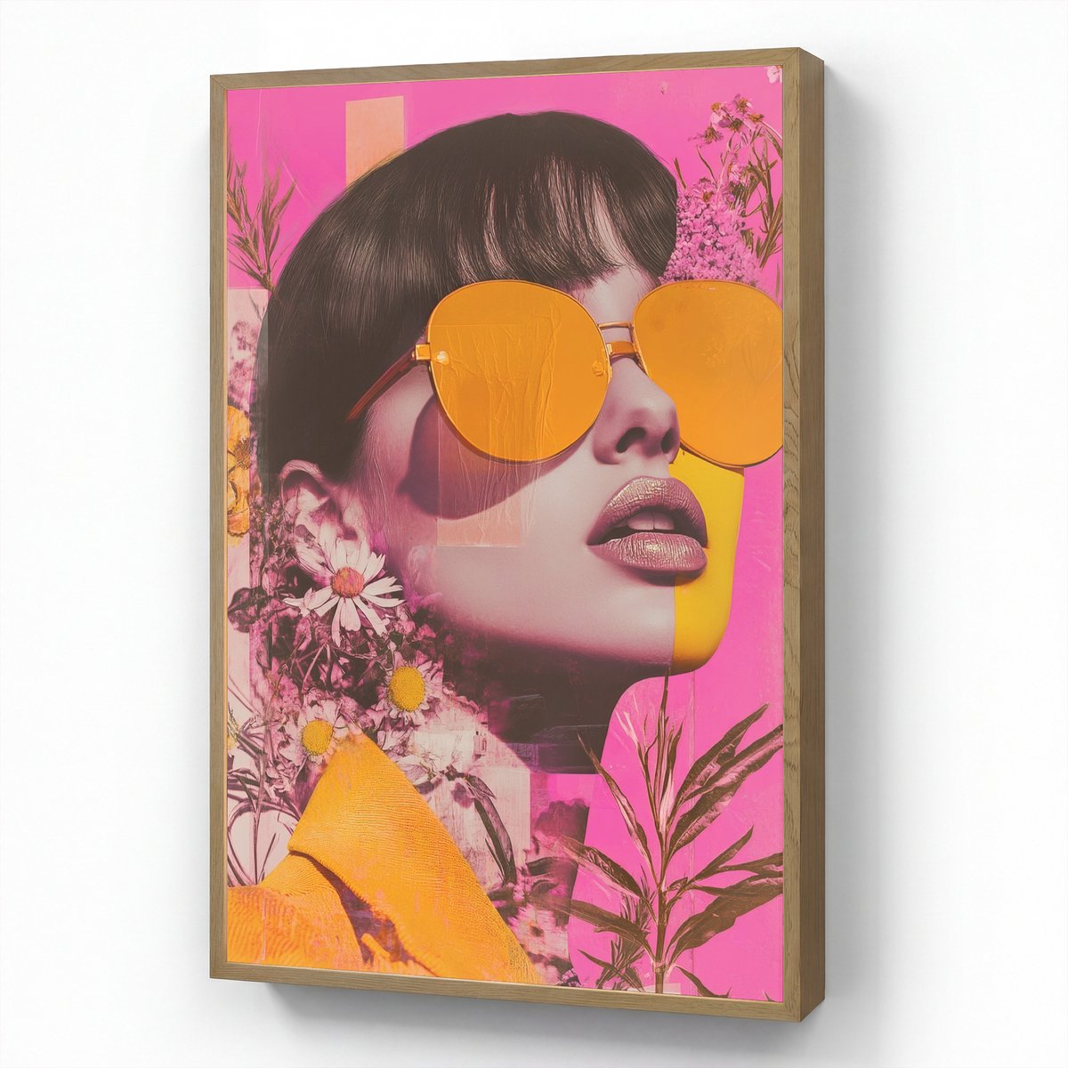 Wandlamp 70x100 cm - Oplaadbaar - Zonnebril - Oranje - Vrouw - Planten - Wandlampen binnen