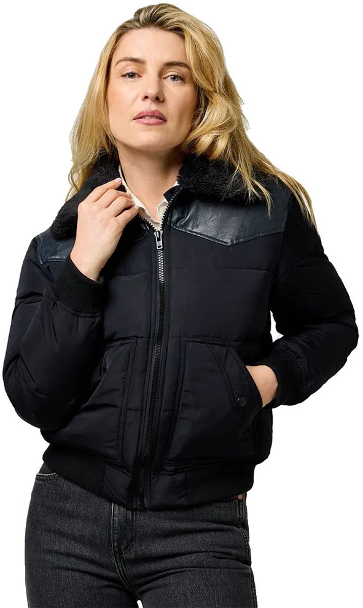 Wrangler Western Regular Fit Gewatteerde Jas S Vrouw Zwart