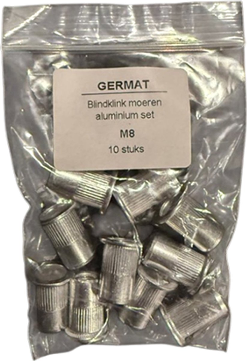 Germat Blindklinkmoeren M8 Aluminium – Popmoeren / Blindmoeren – 10 Stuks – Voor Dun Plaatmateriaal & Profielen – Professioneel