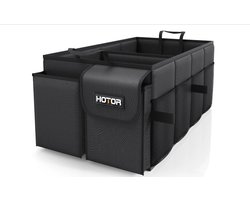 HOTOR Kofferbakorganizer - Auto-organizer, opvouwbare kofferbakorganizer voor SUV's en sedans, stevige auto-organisatie voor auto-accessoires, gereedschap en diverse spullen, zwart, 2 vakken, 54,4 x 32,4 x 27,4 cm