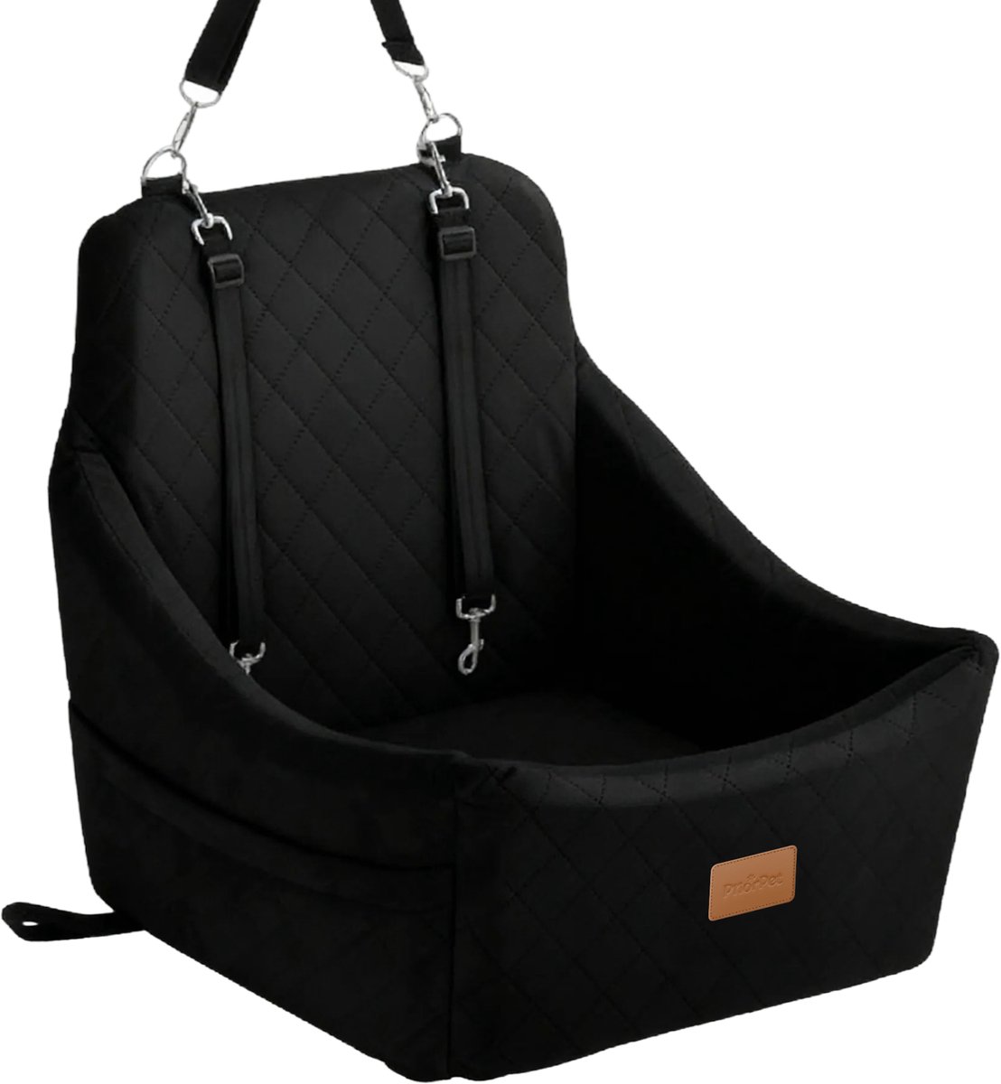 Hondenmand Auto – Hondenstoel Auto met Gordel – Autostoel Hond met Verhoogd Zitkussen en Memory Foam – Voor Kleine en Middelgrote Honden tot 15 kg – Zwart