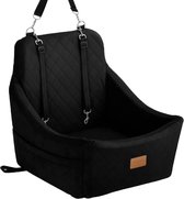 Hondenmand Auto – Hondenstoel Auto met Gordel – Autostoel Hond met Verhoogd Zitkussen en Memory Foam – Voor Kleine en Middelgrote Honden tot 15 kg – Zwart