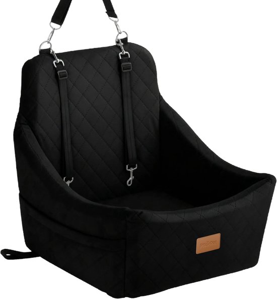 Panier pour Chien Auto – Siège Auto pour Chien avec Ceinture – Siège Auto Chien avec Coussin Surélevé et Mousse à Mémoire – Pour Petits et Moyens Chiens jusqu'à 15 kg – Zwart