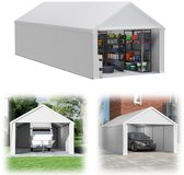 Gereedschapsschuur Gereedschapstent 4x8m (32㎡) Vouwpaviljoen UV-Bescherming Garagentent Met Zijwanden & Ventilatieopeningen Waterdicht PE Stof En Metaalframe Buiten Carport Wit NAIZY