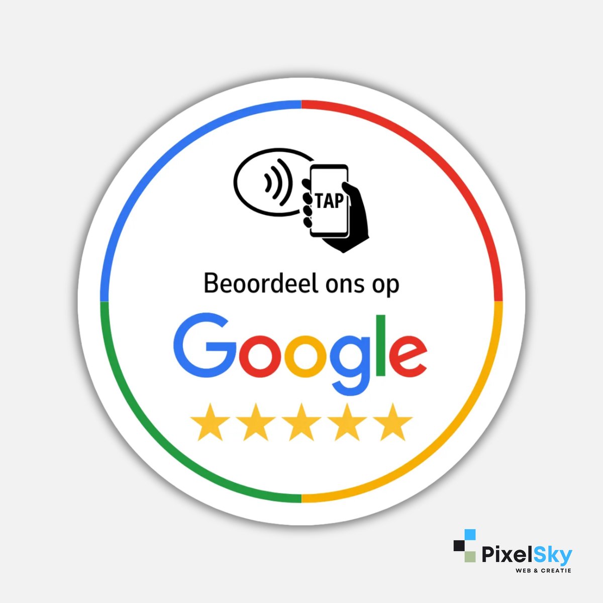 PixelSky - Google Review sticker - NFC - Nederlands - Wit