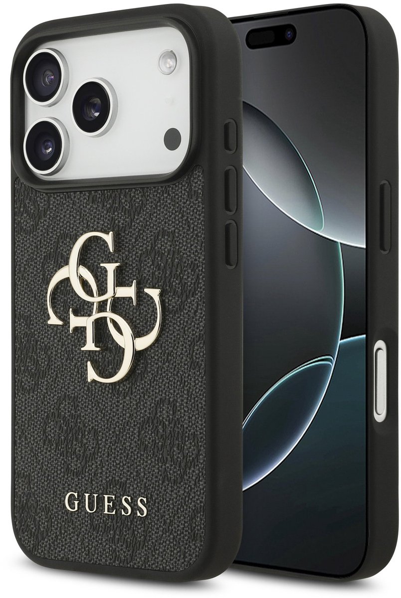 Guess Back Cover - iPhone 17 Pro - Zwart - Slank Design - Verhoogde Randen