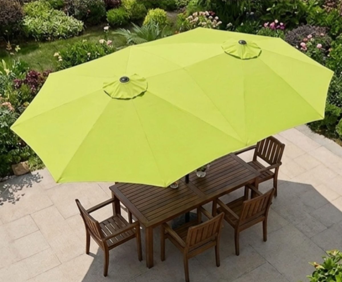 Rechthoekige Zweefparasol 320x150 cm – UV50+ Zonbescherming, Stalen Frame, Kantelbaar & Weerbestendig Tuinscherm – Appelgroen | NoviHome
