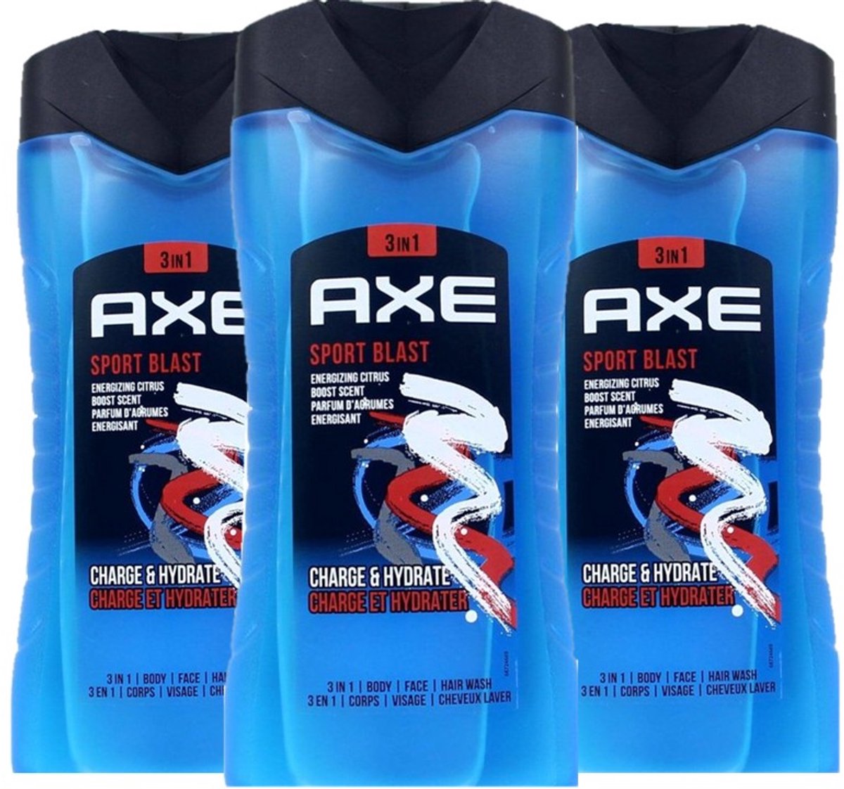 Axe 3in1 Douchegel - Sport Blast - 3 x 250 ml