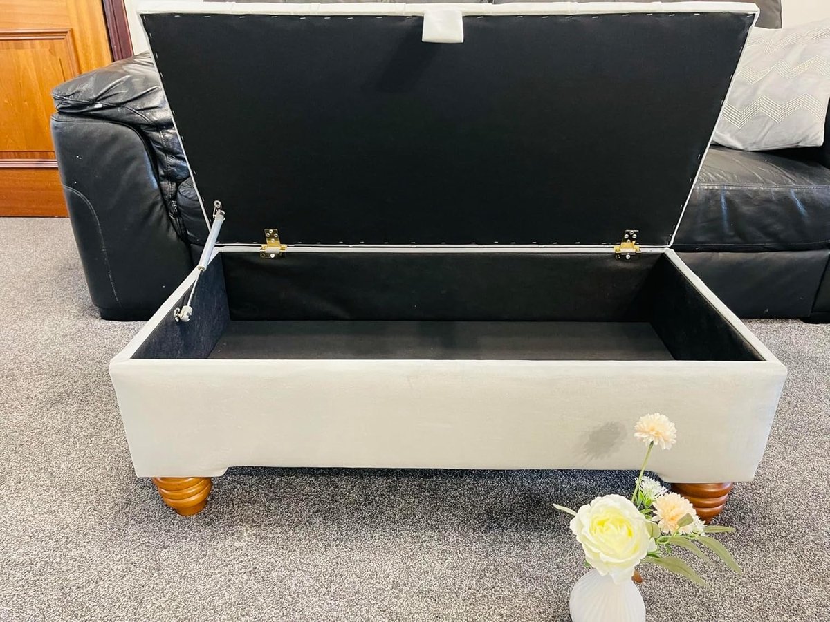 Opberg poef - Ottomaanse bank voetenbank - Woonkamer opbergen - Handgemaakt fluweel - 90x45x30 cm - Zwart