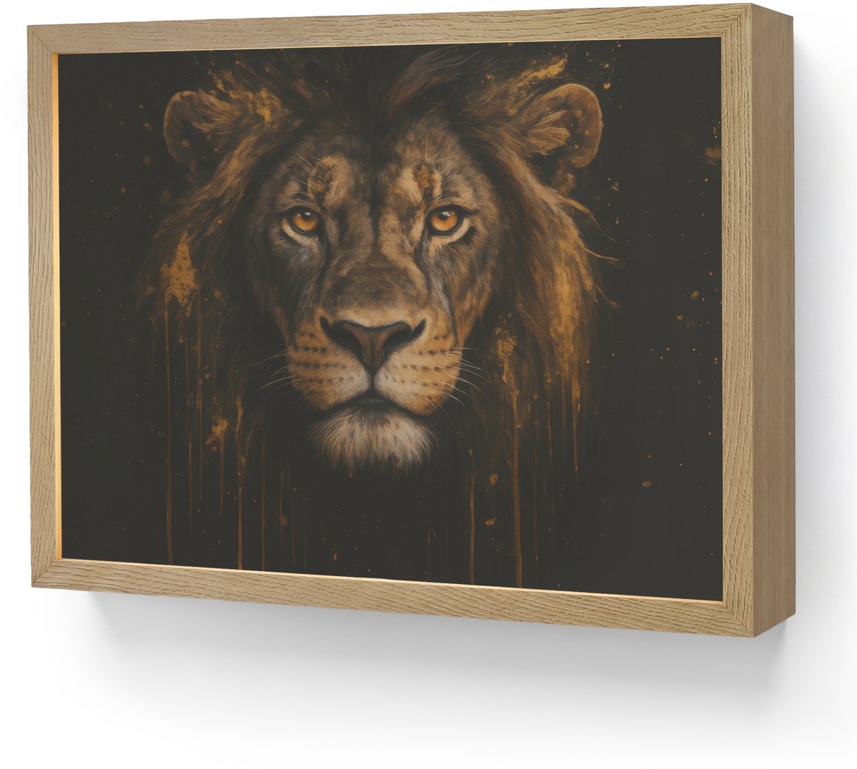 Wandlamp 40x30 cm - Oplaadbaar - Leeuw - Goud - Druppels - Wandlampen binnen woonkamer - S