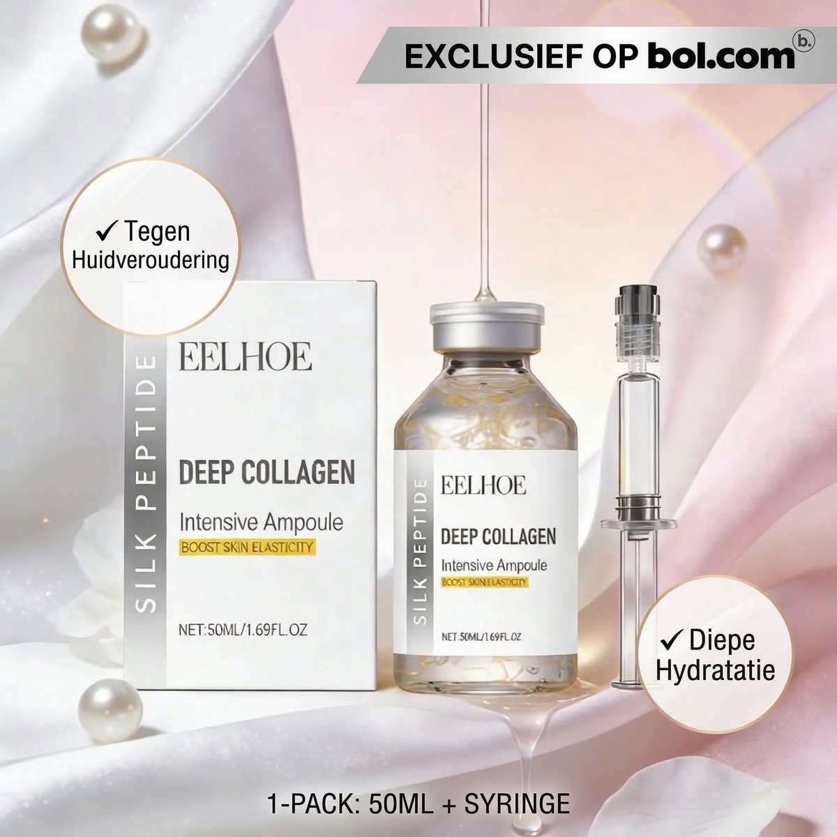 Korean Skin Care Collageen Serum – Deep Collagen Silk Peptide Ampoule – Anti Aging Gezicht Serum – Facelift in een Serum -Glow Booster Serum - Hydraterend & Liftend – Glass Skin Effect – 50 ml