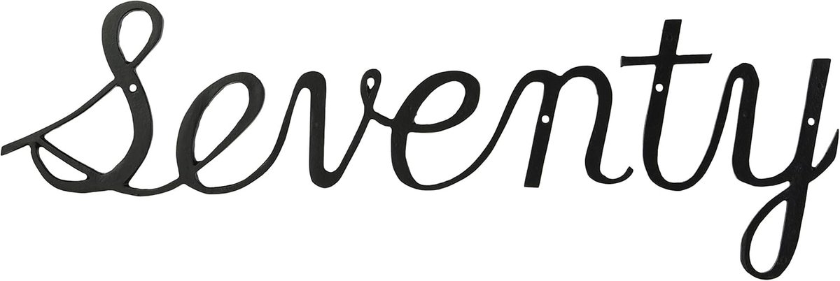 Huisnummer Zeventig - Script Nummer - Huis Identificatie - Gegoten Aluminium - Groot Formaat - Zwart