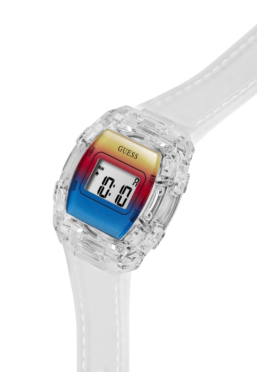 Guess Phineas Quartz Analoog Horloge Duidelijk Doos: 100% Bio-Based Nylon | Armband: 100% Siliconen 31 mm GK0013G1, GK0013G3