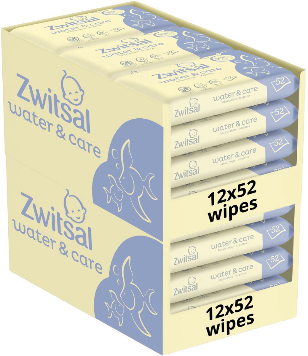 Bol.com Zwitsal - Billendoekjes- Water & Care met Zwitsalgeur - 1248 babydoekjes - 24 x 52 stuks aanbieding