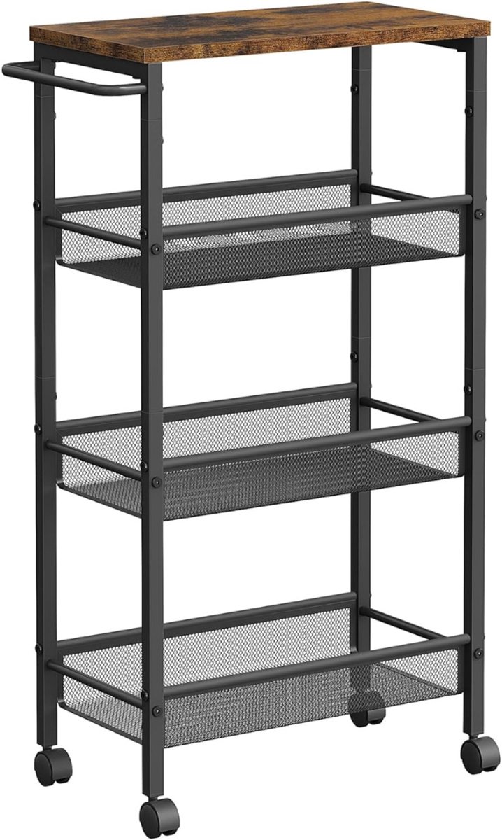 Calviero® Trolley keuken - Keukenwagen- Serveerwagen - Hout - 22 x 45,5 x 77 cm