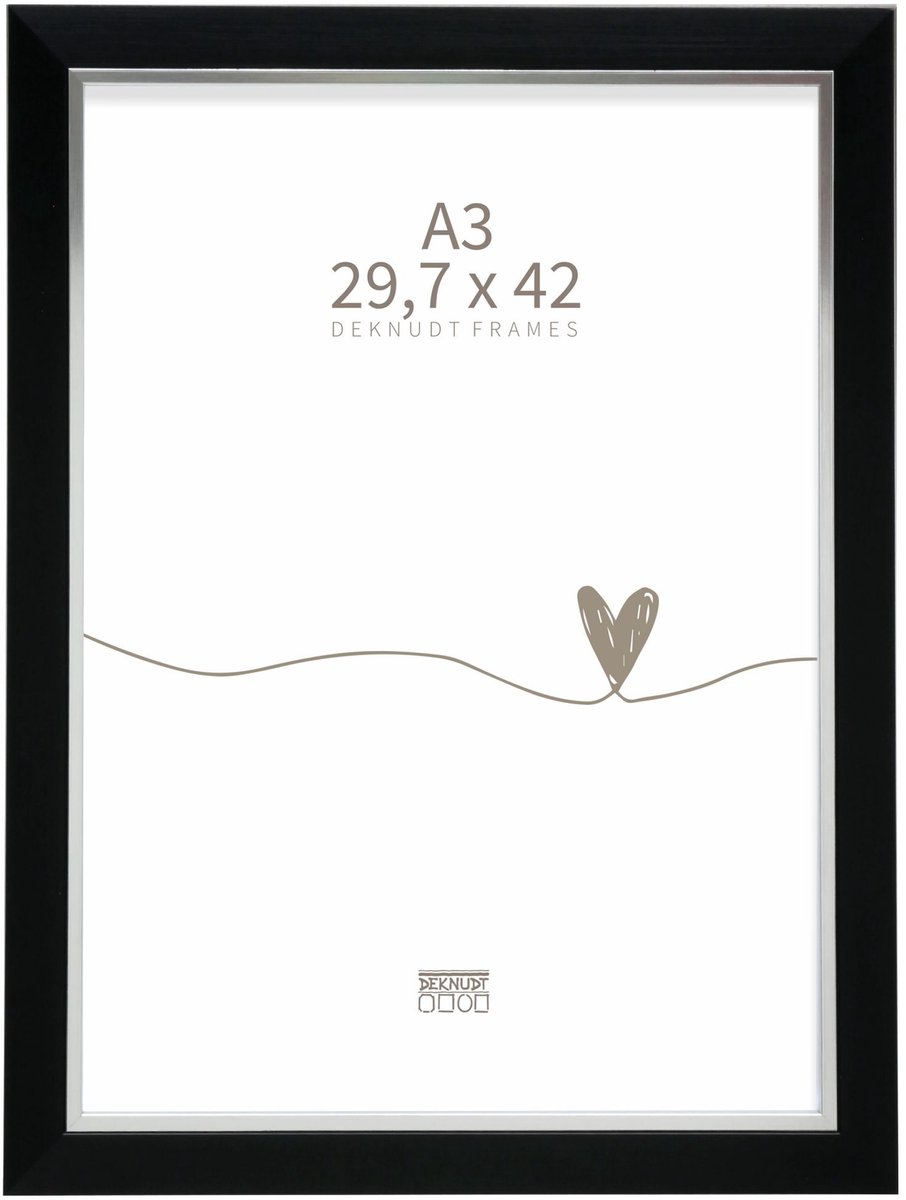 Deknudt Frames fotolijst S45VH2 - zwart met zilverbies - A3 - 29,7x42