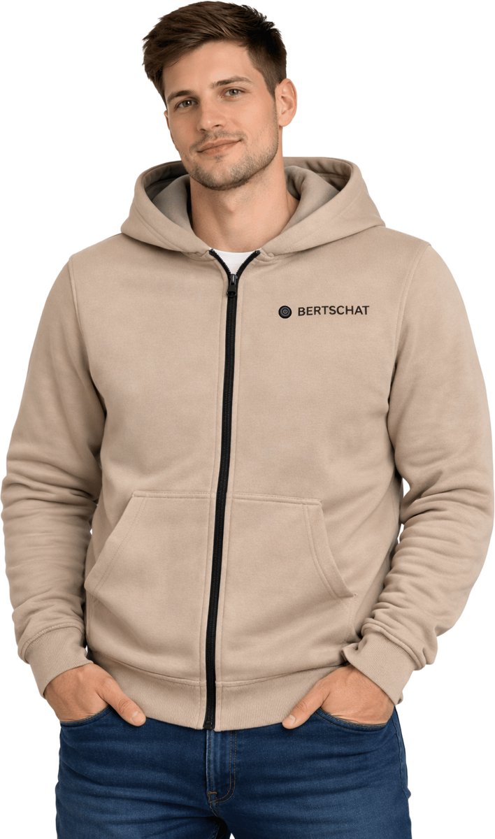 Verwarmd Vest - Heren | Verwarmde Hoodie | Vijf Verwarmingszones | Beige | Incl. Powerbank | M