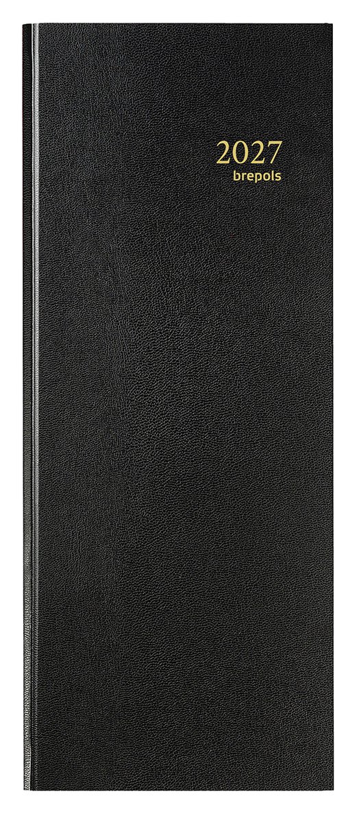Brepols bureau agenda 2027 - SATURNUS LANG [0.111] - LIMA - Bureau agenda - 1 dag op 1 pagina - Dagoverzicht - Zwart - 13 x 33 cm