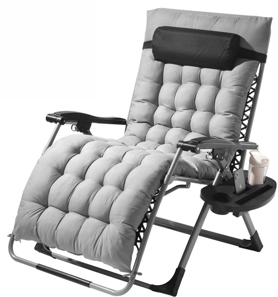 Solayne Campingstoel - Tuinstoel - Strandstoel - Kampeerstoel - Visstoel - Opvouwbaar - Buitenstoel - Draagvermogen 225 kg - Grijs