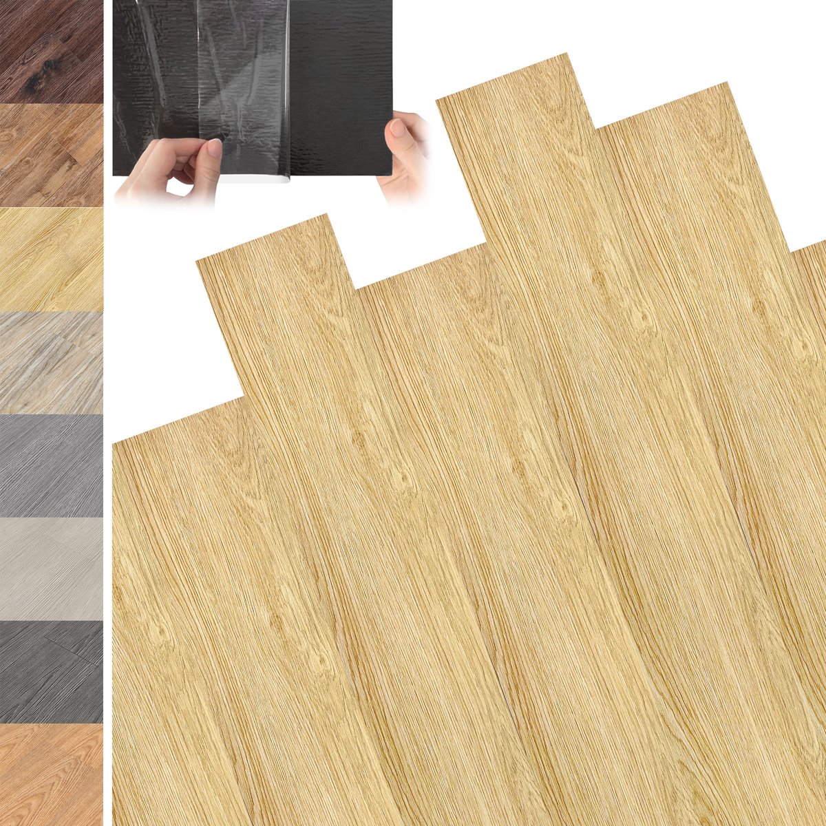 Froadp PVC-vloerbedekking 2,5 m² in geel Zelfklevende tegels Vinylvloer kliksysteem Vinyl vloerbedekking met houteffect voor vloerverwarming 18 tegels