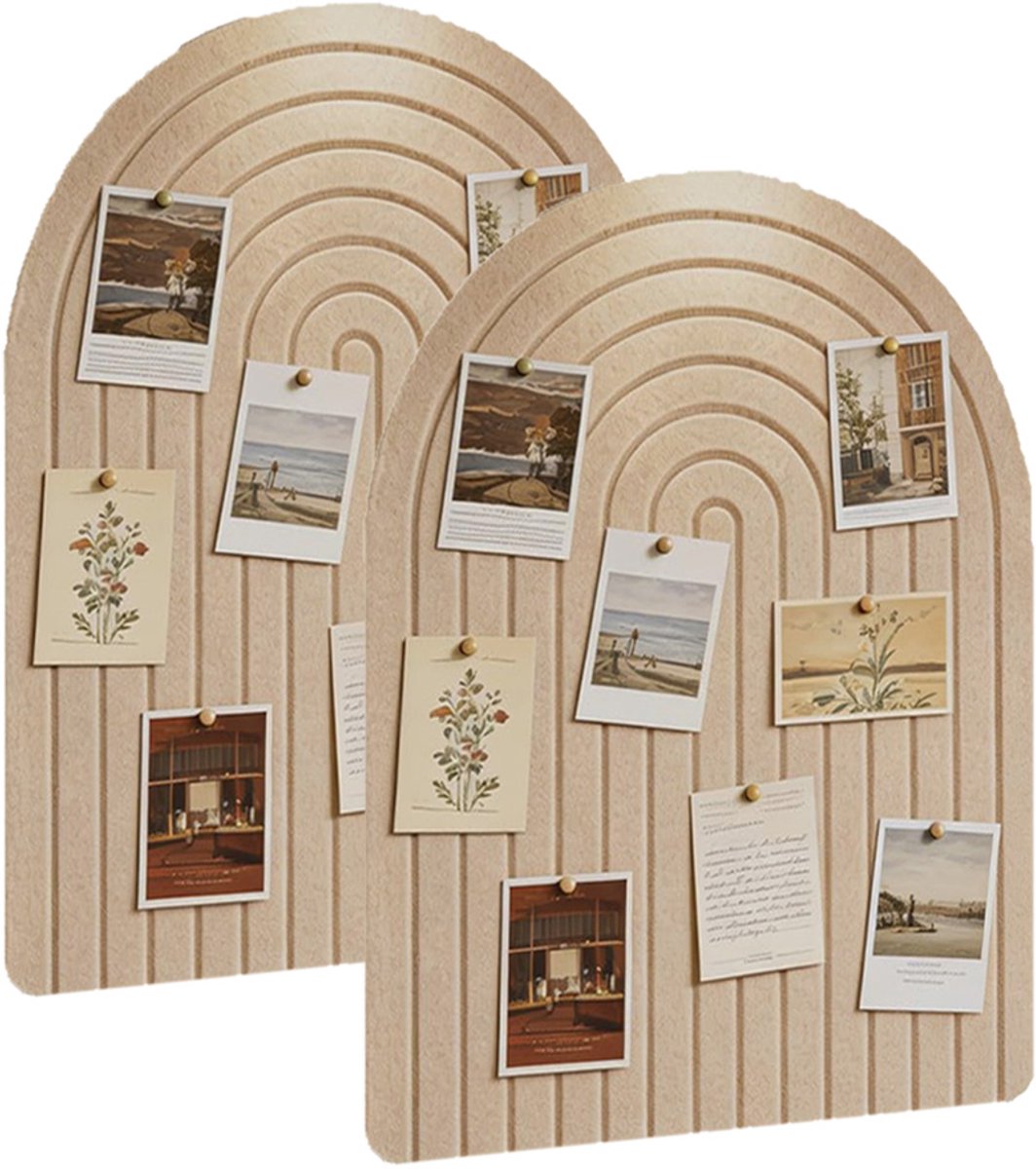 Zelfklevend viltbord 2 Stuks - 60 x 40 cm - Decoratief prikbord - Memoborden voor thuis, op kantoor - Donker camel