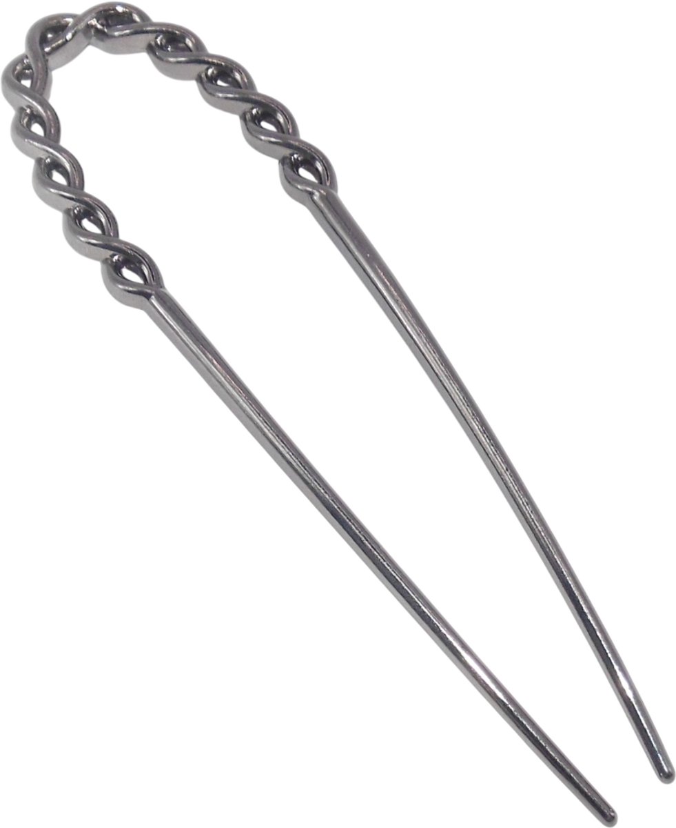Haarpin U-vorm van metaal met patroon donkergrijs - lengte 12,5 cm / breedte 3 cm