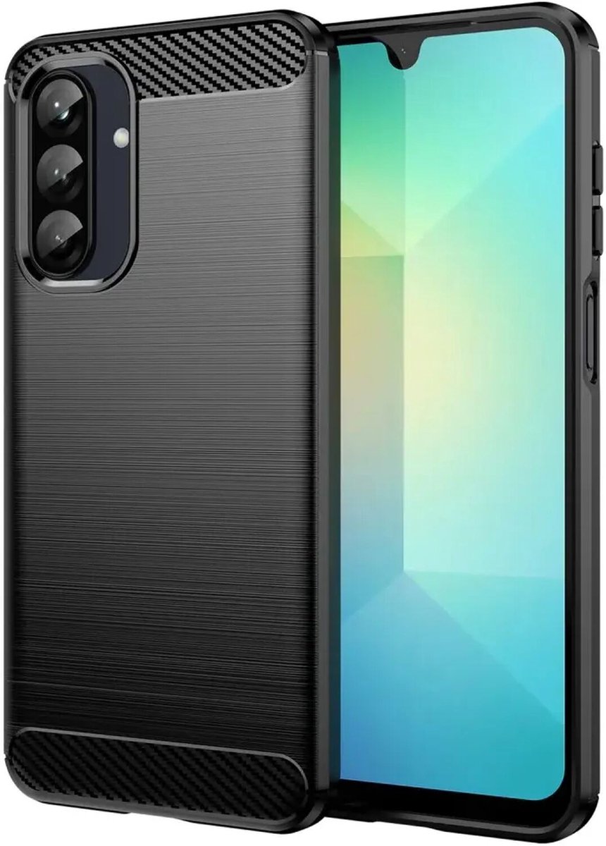 Geborsteld TPU Hoesje Geschikt voor Samsung Galaxy A26 | Beschermhoes | Back Cover | Flexibel TPU | Stijlvol Carbon | Dun | Zwart