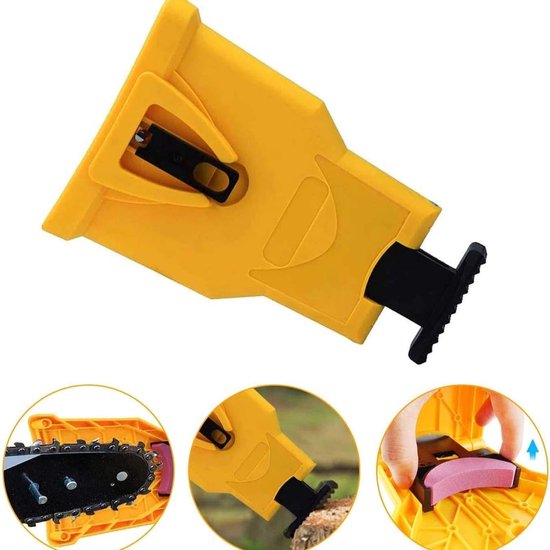 Kettingslijper - Voor alle soorten kettingzagen en elektrische zagen - Kettingzaagslijpers - Kettingzaag slijper - 22x14x4cm - Tanden Slijper - Slijper vijltafel - Geel — afbeelding 3