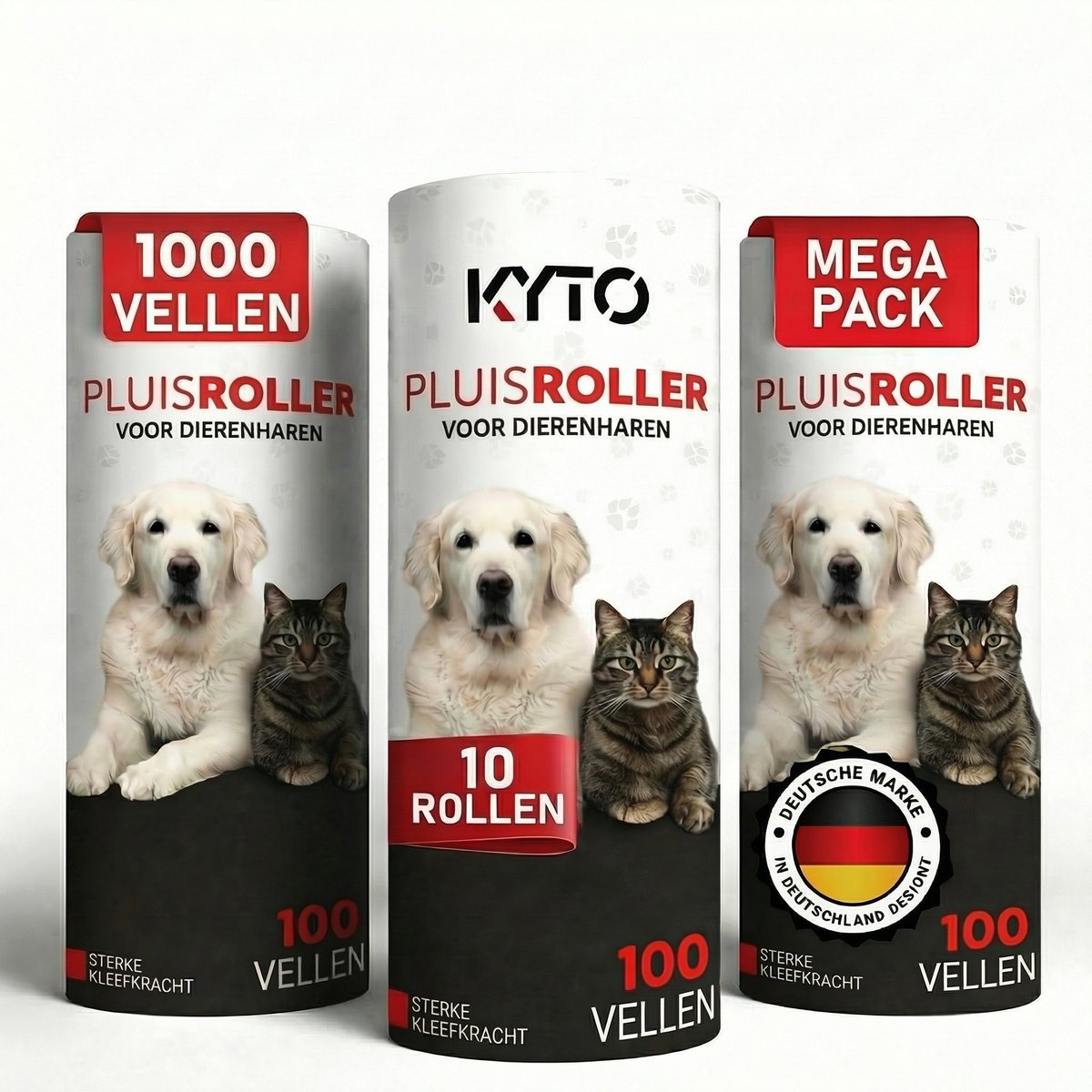 Kyto pluisroller navulverpakking 10 stuks | 1000 kleefvellen per rol - Lintroller voor dierenharen op kleding, meubels, autobekleding