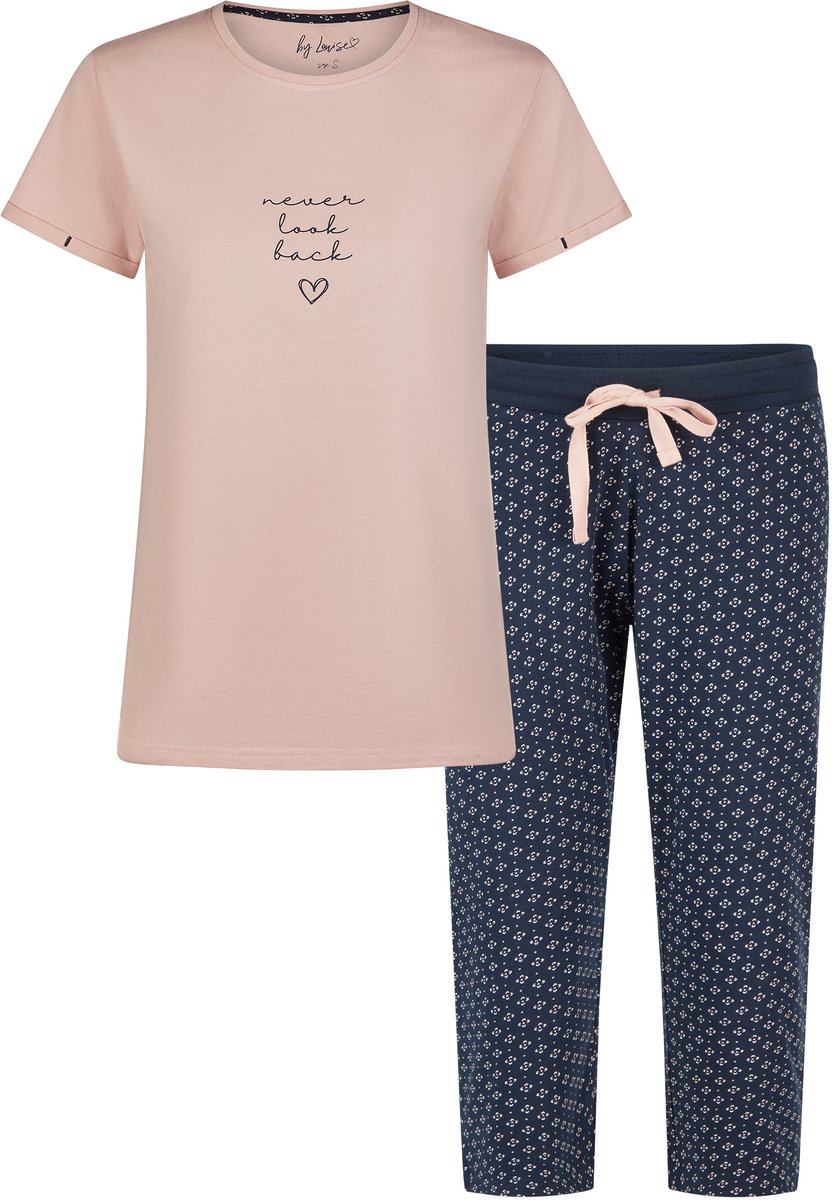 By Louise Essential Dames Capri Pyjama Driekwart AOP Roze