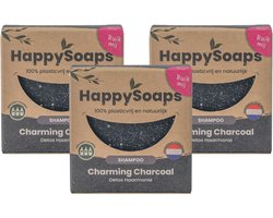 HappySoaps Charming Charcoal – 3× Shampoo Bar – Halfjaar Box – Natuurlijke Shampoo – Voordeelverpakking
