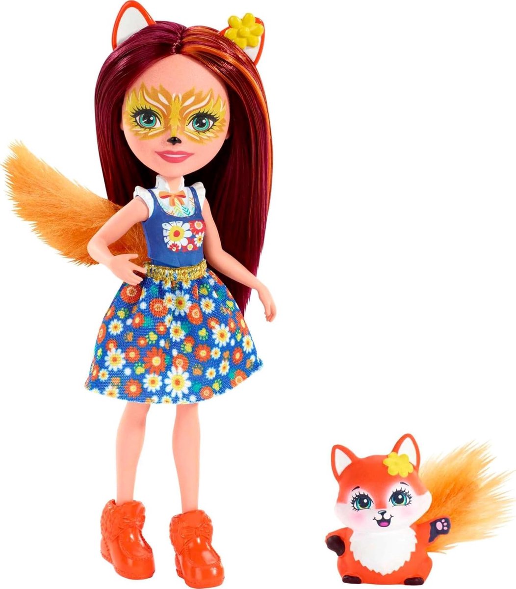 Speelgoed Vos Pop - Dierenpop Speelset - Fantasierijk Spelen - Inclusief Dierenvriendje - 15 cm Pop - Meerkleurig