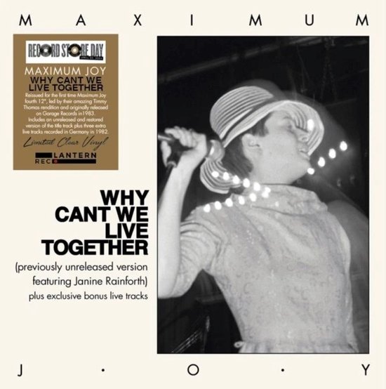 Albumhoes met tekst 'Maximum Joy Why Cant We Live Together' en een foto van een vrouw met hoed, die zingt.