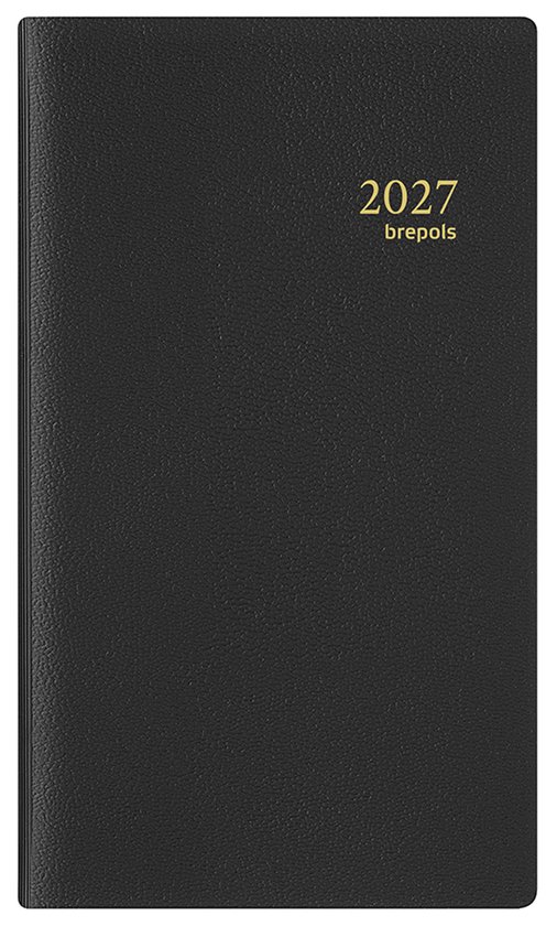 Zwarte Brepols zakagenda 2027 met gouden opdruk '2027 Brepols'.