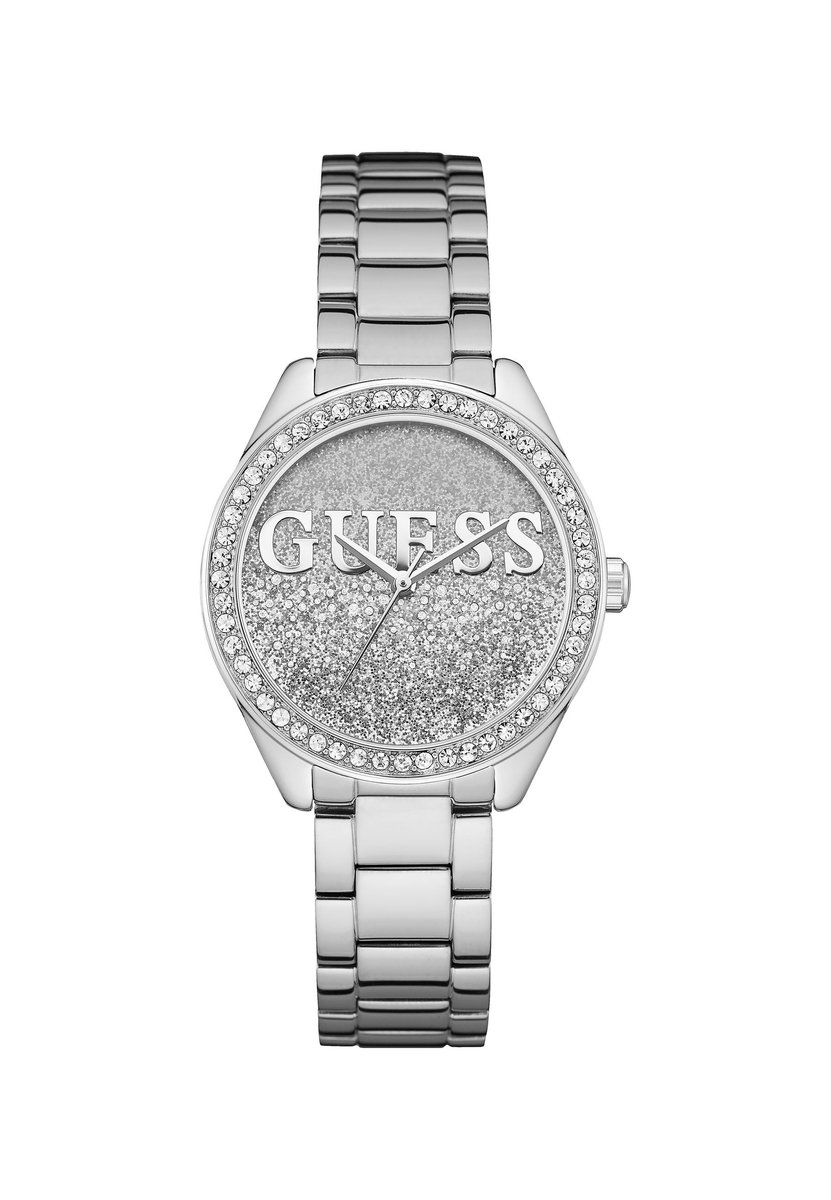 Guess Glitter Girl Quartz Analoog Horloge Silver Tone Behuizing: 100% Roestvrij Staal| Armband: Roestvrij Staal 36.5 mm U0987L3M, U0987L1M