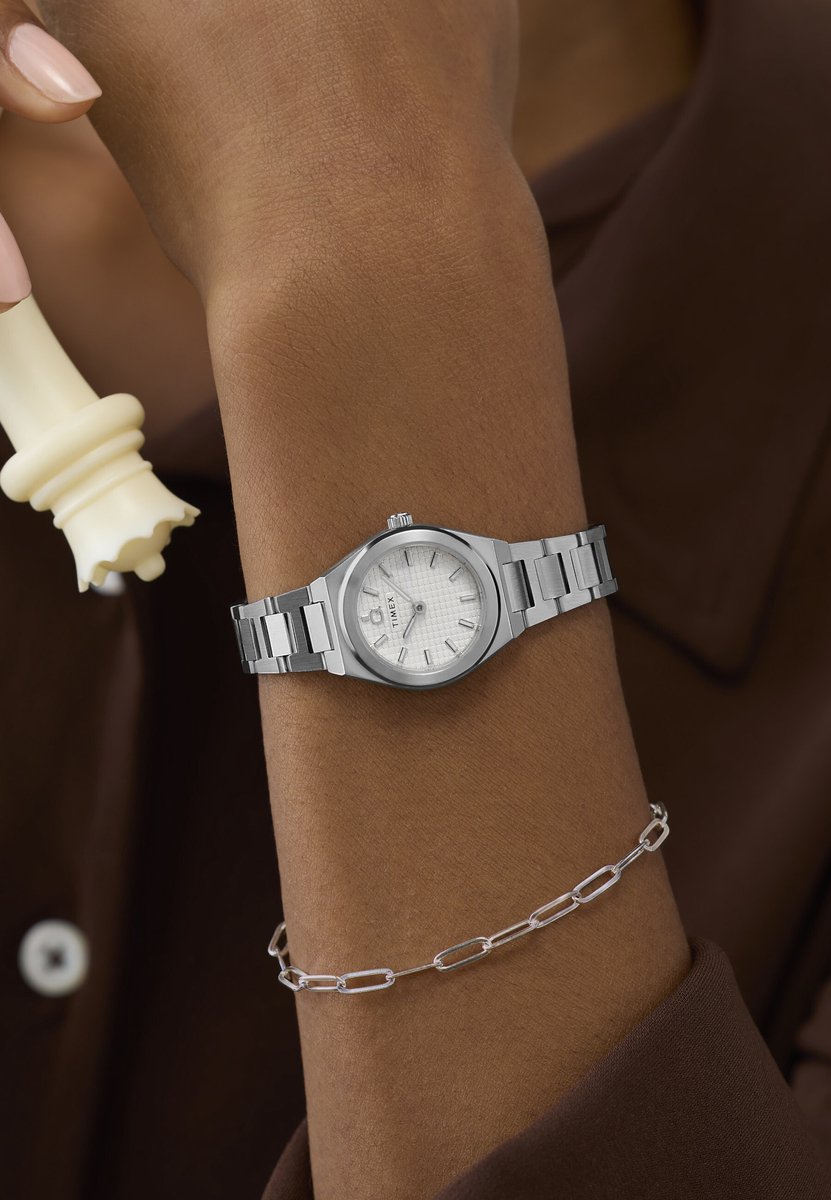 Timex Q Timex Continental Mini Quartz Analoog Horloge Silver Tone Kast: 100% Roestvrij Staal | Armband: 100% Roestvrij Staal 24 mm TW2Y68300AJ, TW2Y68500AJ, TW2Y77400AJ