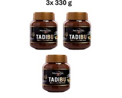 Tadibu Kakao Hazelnootpasta 3x330g – 35% Hazelnoten | Glutenvrij | Zonder Toegevoegde Emulgatoren | Laag Suikergehalte