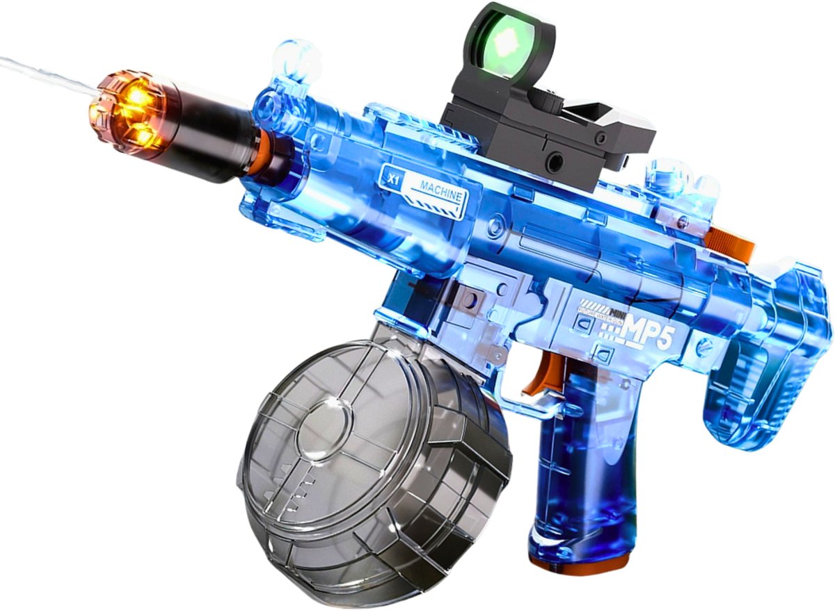 Xainy - Elektrisch Waterpistool Blauw met Verlichting | MP5 Gun | Volledig Automatisch | | 10 Meter Schietafstand | 450ml Groot Watertank | Inclusief Oplaadbare Batterij met USB kabel | Ideaal Speelgoed Cadeau voor Kinderen en Volwassen