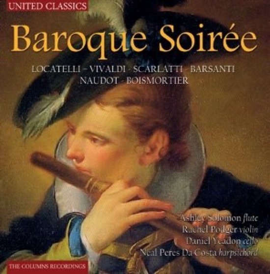 Baroque Soirée met Ashley Solomon, Rachel Podger, Daniel Yeadon. Een schilderij van een man met fluit.